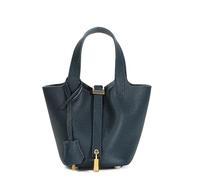 Yobohui Sac seau en cuir souple pour femme - Design tendance - Panier à légumes - Sac à main de transport décontracté, Bleu 2, 18cm