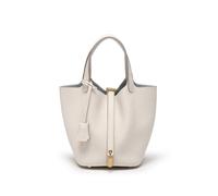Yobohui Sac seau en cuir souple pour femme - Design tendance - Panier à légumes - Sac à main de transport décontracté, blanc, 14cm