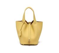 Yobohui Sac seau en cuir souple pour femme - Design tendance - Panier à légumes - Sac à main de transport décontracté, jaune, 14cm