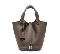 Yobohui Sac seau en cuir souple pour femme - Design tendance - Panier à légumes - Sac à main de transport décontracté, kaki, Large