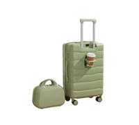 Yobohui Valise Cabine à roulettes, Valise combinée avec Porte-gobelet, Port de Charge, Sac de Voyage avec cosmétiques for Voyage et Affaires(Green,26in)