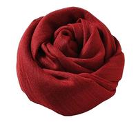 YOBOKO Mode Femme Longue Écharpe Lin-Coton Couleur Pure Grandes Écharpes Douces Châle Grande Taille Beau Châle Wrap pour Extérieur/Plage 200 X130 CM (Vin Rouge)