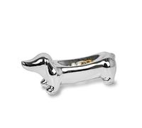 YOBRO Plateau Céramique pour Objets de Déco, Bijoux et Clés - Soucoupe Décorative Miniature au Forme de Teckel, Idée Cadeau pour Amoureux des Chiens, Organisateur de Bague de Fiançailles (Argent)