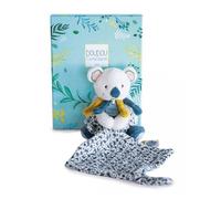 DOUDOU ET COMPAGNIE - Peluche Koala avec Doudou Mouchoir Imprimé - Collection Yoca le Koala - Bleu - 15 cm - Boite Cadeau - Idée Cadeau Naissance Fille ou Garçon - Garantie Doudou Perdu - DC3667