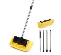 Yocada Brosse de Lavage de Voiture à Cinq côtés avec Manche de 154,9 cm, Pas de Rayures, Brosse à Poils Souples de 30,5 cm, pour Voiture, SUV, Camping-Car, Camion, Caravane, Bateau, Maison, Sol