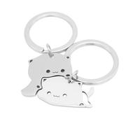 YOCDNOV Lot de 2 Porte-clés Chat - Porte-clés Puzzle Pendentif Porte-clés Couple Cadeau Amitié Ange Gardien Porte-clés (Argent)