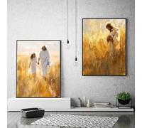 Yocheng 2 affiches abstraites représentant Dieu, Jésus et la Vierge Marie, art mural nordique, tableau minimaliste, décoration de salon, impression sur toile 60x90cmx2 sans cadre