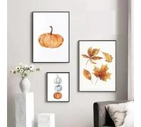 Yocheng 3 affiches d'automne sur toile représentant des dessins animés,décoration d'intérieur,peinture murale de citrouilles,images pour enfants 40x60cmx3 sans cadre