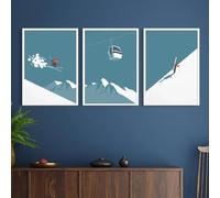Yocheng 3 Affiches rétro sur toile représentant des sports d'hiver,le ski,le snowboard et les voyages en montagne : décoration murale nordique pour la maison 50x70cmx3 sans cadre