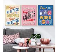 Yocheng 3 citations de motivation colorées, affiche sur toile, peinture murale inspirante et décorative pour chambre, bureau, maison 50x70cmx3 sans cadre