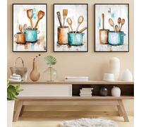 Yocheng 3 reproductions d'ustensiles de cuisine,affiches vintage idéales pour une décoration murale rustique de style ferme,œuvres d'art sur toile 21x30cmx3 sans cadre