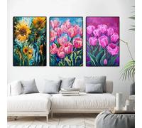 Yocheng 3 tableaux rétro botaniques,fleurs sauvages,tournesols abstraits,graffiti,aquarelle,affiche,art mural,décoration d'intérieur 21x30cmx3 sans cadre