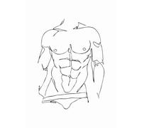 Yocheng Affiche abstraite sur toile représentant un corps d'homme, peinture au trait, art mural minimaliste pour chambre à coucher 50x70cm sans cadre