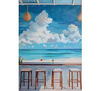 Yocheng Affiche de bar de plage, bar à cocktails tropical en bord de mer, peinture sur toile, art mural, image, décoration de chambre, affiches 21x30cm sans cadre