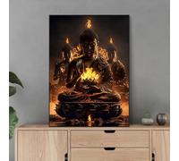 Yocheng Affiche de bouddha avec fleur de Lotus rose, imprimés sur toile bouddhiste, peinture murale, affiches d'art, décor de chambre à coucher d'église 50x70cm sans cadre