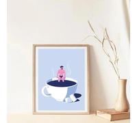 Yocheng Affiche de dessin animé nordique, couple gay se baignant au clair de lune/amoureux enlacé, peinture sur toile imprimée, images d'art mural, décoration d'intérieur 30x40cm sans cadre