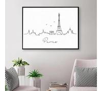 Yocheng Affiche de dessin au trait de la ville de Paris,impression nordique en noir et blanc,peinture sur toile,art mural minimaliste,décoration d'intérieur 50x70cm sans cadre