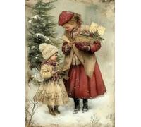 Yocheng Affiche de Noël vintage pour salon, décoration hivernale de Noël avec le Père Noël et un sapin de Noël, peinture sur toile. 50x70cm sans cadre