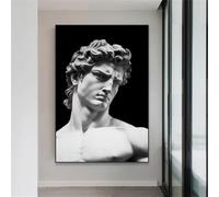 Yocheng Affiche de Sculpture en marbre de David, impression d'art mural, Michel-Ange, mythologie grecque abstraite, décor de peinture sur toile en noir et blanc 50x70cm sans cadre