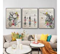 Yocheng Affiche de stéthoscope avec fleurs imprimées,tableau mural médical,peinture sur toile,décor d'infirmière,de médecin,d'hôpital,de clinique et de bureau 60x80cmx3 sans cadre