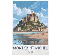 Yocheng Affiche de voyage Mont Saint Michel, Strasbourg, Pyrénées, France, impression sur toile, décoration murale 50x70cm sans cadre