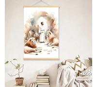 Yocheng Affiches aquarelles de Dieu Jésus, représentant la Bible chrétienne, pour la décoration du salon ou de la chambre d'enfant. 50x70cm sans cadre