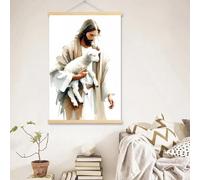 Yocheng Affiches aquarelles de Dieu Jésus, représentant la Bible chrétienne, pour la décoration du salon ou de la chambre d'enfant. 60x90cm sans cadre