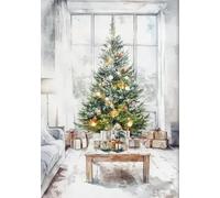 Yocheng Affiches d'ambiance de Noël, impressions classiques, arbre de Noël, Père Noël, scène de neige hivernale, peinture sur toile, décoration de salon et de maison 50x70cm sans cadre