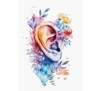Yocheng Affiches d'anatomie florale en aquarelle,poumons,cœur,cerveau,audiologie,peinture sur toile,tableau d'art mural,décoration de maison 60x90cm sans cadre