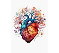 Yocheng Affiches d'anatomie florale en aquarelle,poumons,cœur,cerveau,audiologie,peinture sur toile,tableau d'art mural,décoration de maison 60x90cm sans cadre
