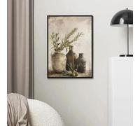 Yocheng Affiches et impressions murales botaniques vintage en poterie, branches d'olivier, plantes rustiques, pour décoration de salon, impression sur toile 60x90cm sans cadre
