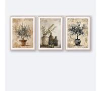 Yocheng Affiches et impressions murales botaniques vintage en poterie,branches d'olivier,plantes rustiques,pour décoration de salon,impression sur toile 40x60cmx3 sans cadre