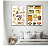 Yocheng Décoration murale de cuisine,types de tableau de fromage,affiche imprimée,peinture sur toile d'art mural Vintage,image décorative de salle à manger 40x50cmx2 Sans cadre