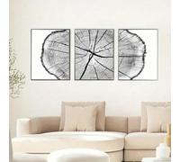 Yocheng Ensemble de 3 tableaux muraux sur toile représentant des anneaux d'arbres,imprimé abstrait naturel,style décoratif artistique,œuvres d'art en tissu réutilisables 40x60cmx3 sans cadre