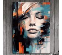 Yocheng Graffiti abstrait visage de femmes, peinture artistique sur toile, affiche esthétique imprimée, œil fermé, décor mural de salle de fille, photo 40x50cm sans cadre