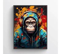 Yocheng Graffiti Art Lion Singe Panda Avec Casque Peintures Sur Toile Affiches Gamer Impressions Art Mural Image Pour La Décoration Intérieure 60x90cm sans cadre