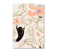 Yocheng Impression sur toile abstraite représentant une fille, une main, un fruit, une fleur, une feuille, un vase, une décoration murale minimaliste pour le salon ou la maison 40x50cm sans cadre