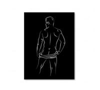 Yocheng Impressions gays homme baiser câlin amour toile peinture mur art photos abstrait corps ligne esquisse nordique salon chambre décoration maison 50x70cm sans cadre