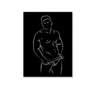 Yocheng Impressions gays homme baiser câlin amour toile peinture mur art photos abstrait corps ligne esquisse nordique salon chambre décoration maison 60x90cm sans cadre