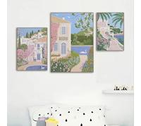 Yocheng impressions sur toile,images d'art mural,rue commerçante,château artistique,café,librairie,ville,affiche,décoration de salon 50x70cmx3 sans cadre