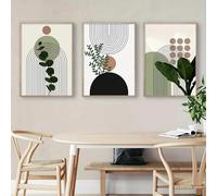 Yocheng Lot de 3 affiches et impressions murales abstraites représentant des plantes vertes,des feuilles,des vases et des lignes solaires,pour décoration de salon 21x30cmx3 sans cadre