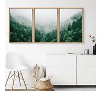 Yocheng Lot de 3 tableaux sur toile représentant une forêt de montagne verdoyante,parfaits pour décorer une chambre,un bureau ou un salon. 21x30cmx3 sans cadre