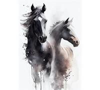 Yocheng Peinture à l'huile aquarelle sur toile représentant un cheval - Affiche murale abstraite pour la décoration du salon et de la maison 60x90cm sans cadre