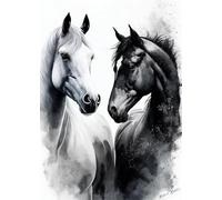 Yocheng Peinture à l'huile aquarelle sur toile représentant un cheval - Affiche murale abstraite pour la décoration du salon et de la maison 40x50cm sans cadre