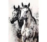 Yocheng Peinture à l'huile aquarelle sur toile représentant un cheval - Affiche murale abstraite pour la décoration du salon et de la maison 30x40cm sans cadre