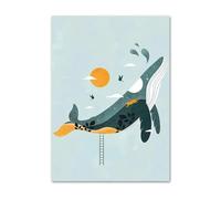 Yocheng Peinture sur toile minimaliste avec animaux et maison en bord de mer, art mural, affiches et impressions nordiques, images murales pour décoration de salon 21x30cm sans cadre