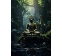 Yocheng Statue abstraite de Bouddha méditant assis sur un lotus, affiche religieuse sur toile, tableau mural, décoration pour la maison 21x30cm sans cadre