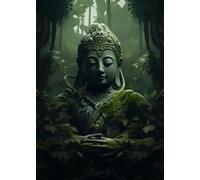 Yocheng Statue abstraite de Bouddha méditant assis sur un lotus, affiche religieuse sur toile, tableau mural, décoration pour la maison 60x90cm sans cadre