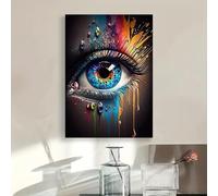 Yocheng Tableau abstrait représentant des yeux,impression sur toile,affiche pour la décoration du salon,de la chambre,du bureau et de la maison 50x70cm sans cadre
