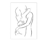 Yocheng Toile d'art mural imprimé de Couple romantique, peinture au trait, dessin de Couple, affiche de baiser d'amour, images nordiques, décor de salon 40x50cm sans cadre
